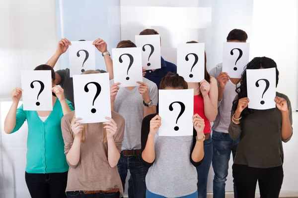 University Students Holding Question Mark Signs — Stock Photo, Image