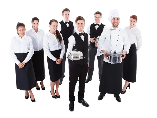 Large group of waiters and waitresses — Stock Photo, Image