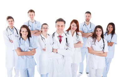 sağlık personeli üniformalı büyük çeşitli grup