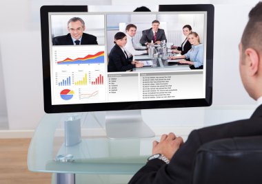 işadamı ekibi ile video konferans