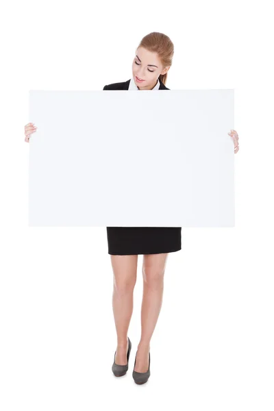 Businesswoman Holding Placard — Stock Photo, Image