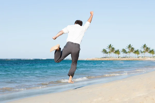 Man Jumping At Beach — Stock Photo, Image