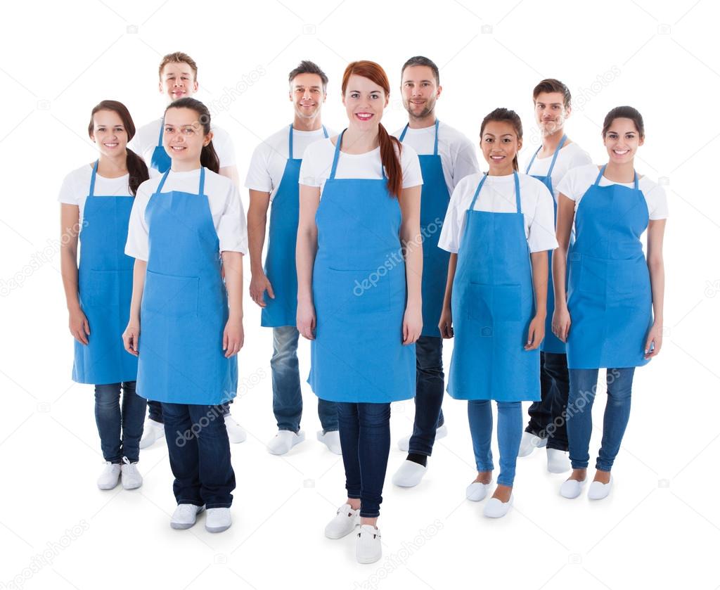 Diverse group of professional cleaners