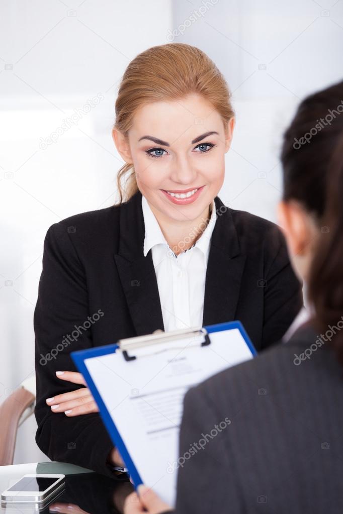 Businesswoman Conducting Interview