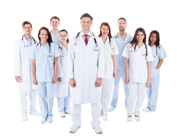 Duże zróżnicowaną grupę personelu medycznego w mundurze — Zdjęcie stockowe