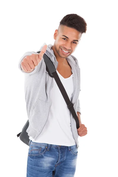 Yakışıklı öğrenci omuz çantası taşıyan — Stok fotoğraf