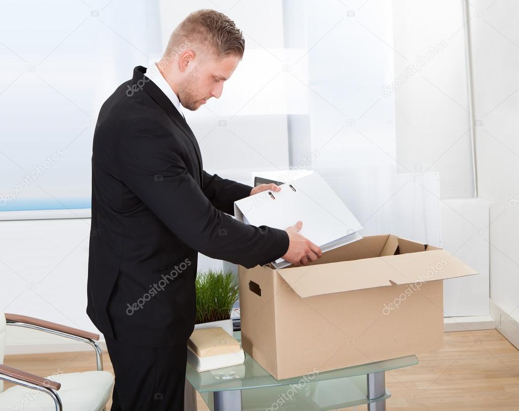 Businessman moving offices