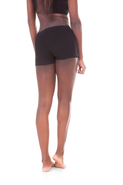 立っている若いアフリカ系アメリカ人女性の低いセクション リアビュー — ストック写真