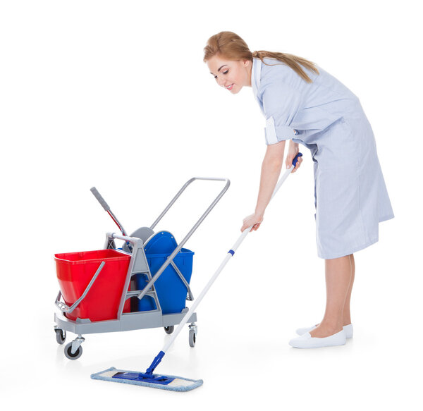 Female Maid Cleaning Floor