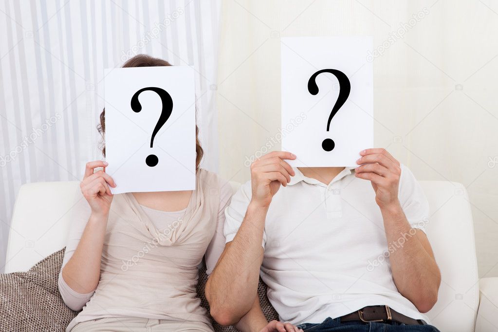 Couple with question marks