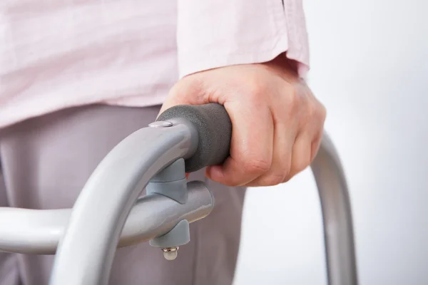 Senior Woman With Walking Frame — Stock Photo, Image