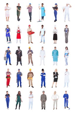 Multiethnic People With Various Occupations clipart