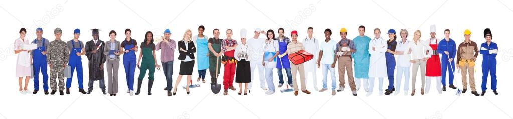 Full Length Of People With Different Occupations