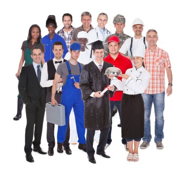 tam uzunlukta olan kişilerin farklı meslekler