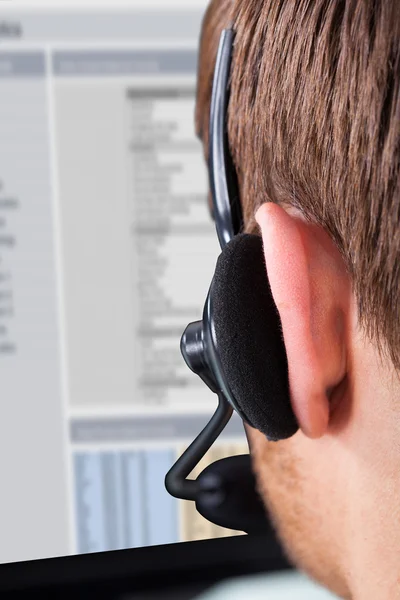 Call Center Representative Wearing Headset — Stock Photo, Image