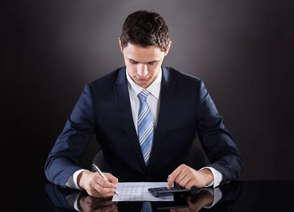 Handsome Businessman Calculating Finance — Stock Photo, Image