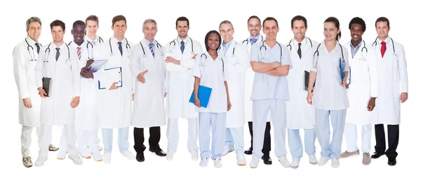 Confident Doctors Against White Background — Stock Photo, Image