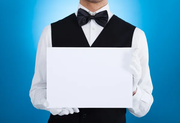 Butler with Blank Billboard — Stock Photo, Image