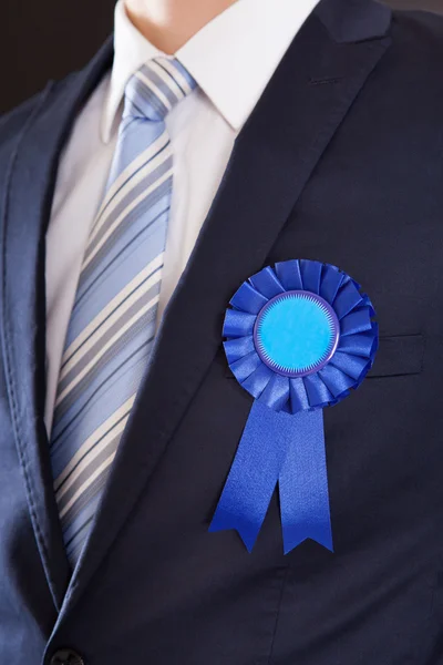 Businessman with Blue Ribbon — Stock Photo, Image