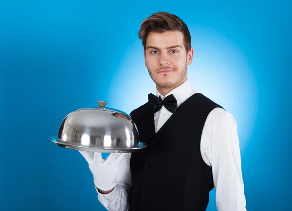Confident Butler with Tray — Stockfoto