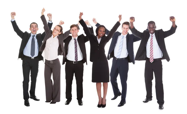 Successful Businesspeople With Arms Raised — Stock Photo, Image