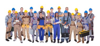 Confident Manual Workers Against White Background clipart