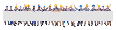 Successful Manual Workers With Blank Billboard clipart