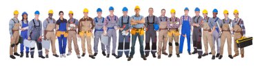 Confident Manual Workers Against White Background clipart