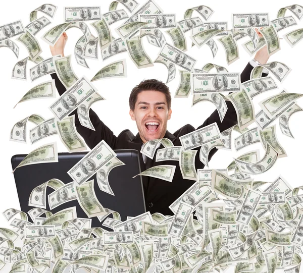 Businessman With Money Rain — Stock Photo, Image