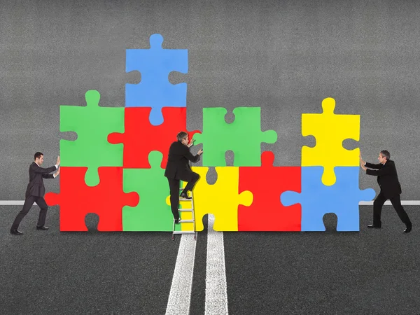 Business mensen montage jigsaw puzzle — Stockfoto