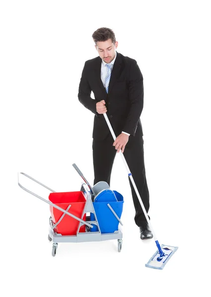 Businessman Mopping — Stock Photo, Image