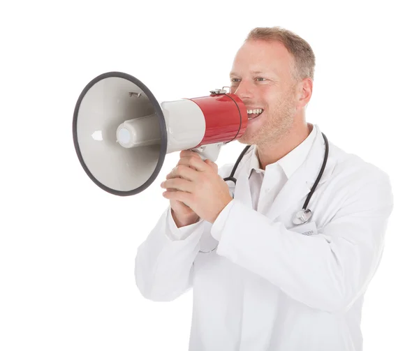 Medico urlando in megafono — Foto Stock