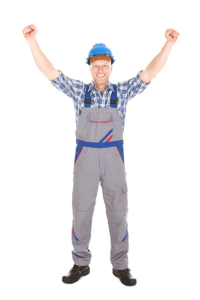 Worker Screaming With Hands Raised — Stock Photo, Image