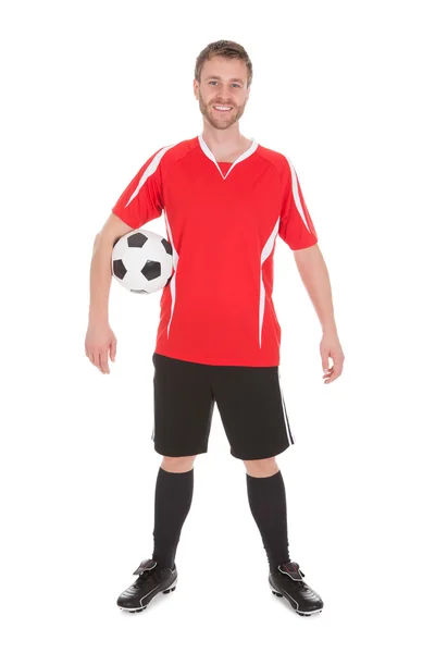 Soccer Player Holding Football — Stock Photo, Image