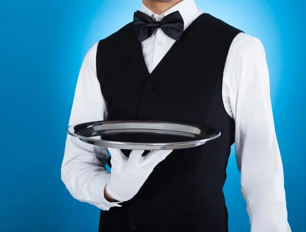 Waiter Carrying Empty Tray — Stock Photo, Image