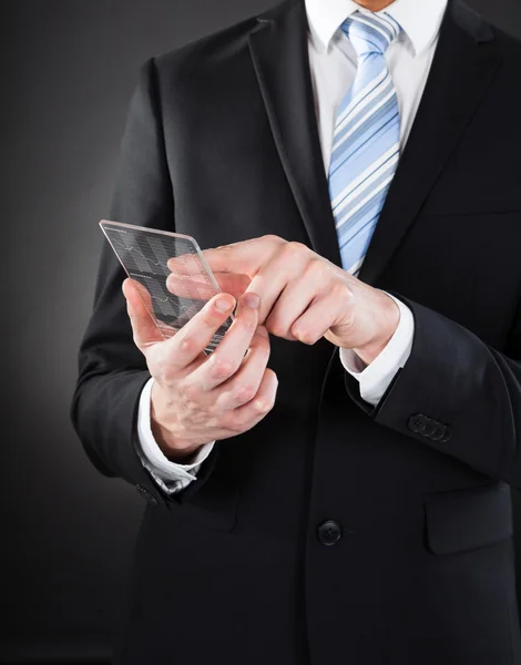 Businessman Using Futuristic Smartphone — Stock Photo, Image