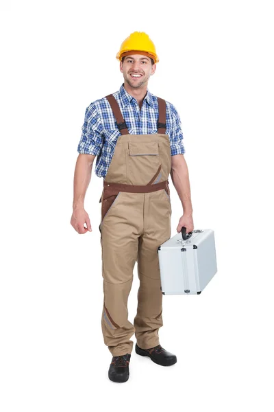 Trabajador manual con caja de herramientas — Foto de Stock