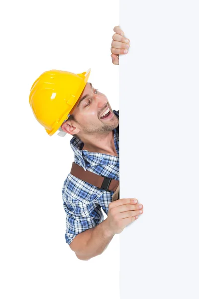 Handarbeiter mit Plakatwand — Stockfoto