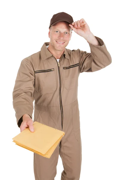 Postman Giving Envelopes — Stock Photo, Image