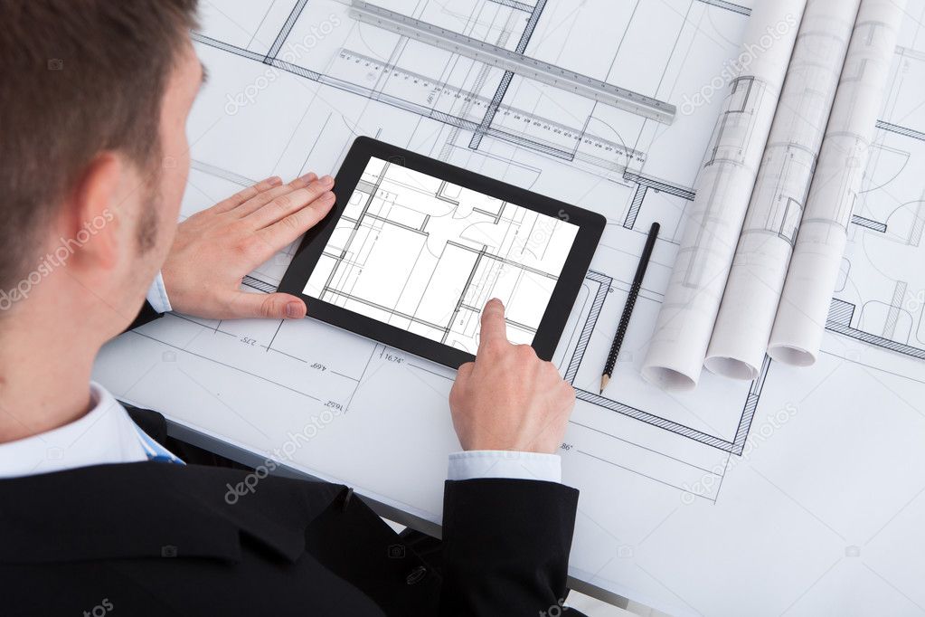 Architect Using Digital Tablet