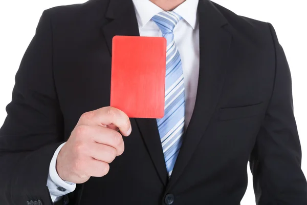 Üzletember találat piros kártya — Stock Fotó