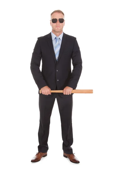 Uomo d'affari Holding Baseball Bat — Foto Stock