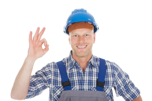 Electrician Showing Okay Gesture — Stock Photo, Image