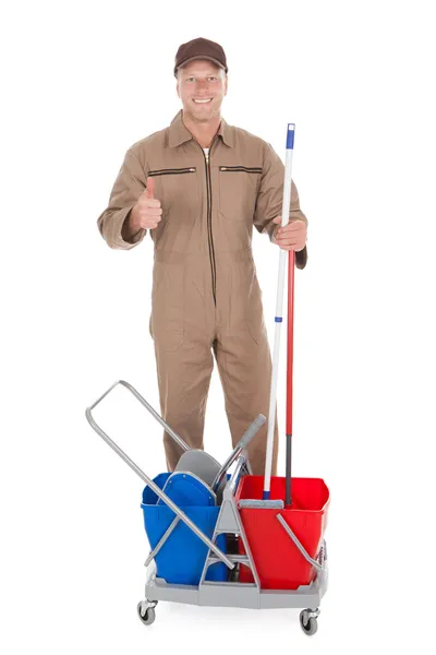 Cleaner Showing Thumbs Up — Stock Photo, Image