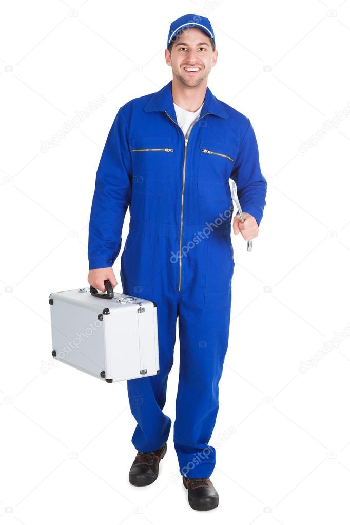 Worker With Toolkit And Wrench