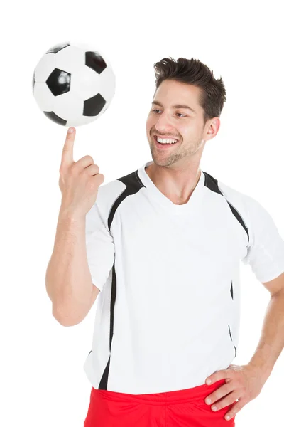 Football Player Spinning Ball — Stock Photo, Image