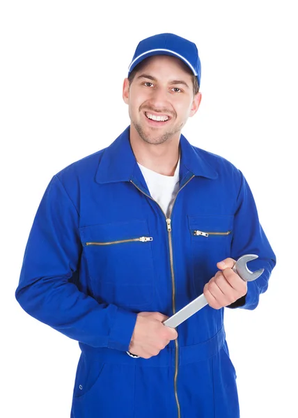 Mechanic Holding Spanner — Stock Photo, Image