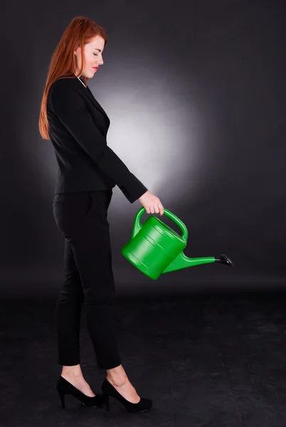 Businesswoman Using Watering Can — Stock Photo, Image