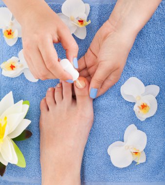 pedicurist düz vernik uygulama