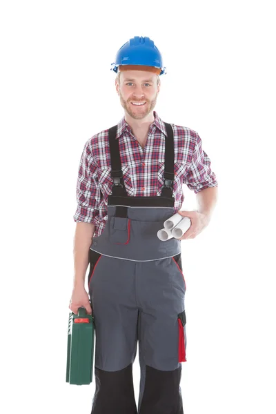 Architect Holding  Blueprints — Stock Photo, Image